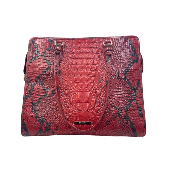 Brahmin Handbags - Brahmin Tia Shopper Bag Lipstick Ombre Melbourne Embossed Leather Tote Red Black